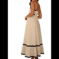 thumbnail image 3 of Vestido Fluido de Verano 2025 para Mujer, Informal, Sin Mangas, con Tirantes Finos y Volantes, para Playa, Color Albaricoque S, 3 of 6