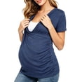 thumbnail image 6 of Noric Women V Neck Short Sleeve Maternity Nursing T-Shirt Side Ruched Slim Fit Pregnancy Soft Casual Pullover Top, 6 of 9