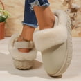 thumbnail image 5 of Zunfee Women’s White Fuzzy Slippers - Indoor Outdoor, Plush Synthetic Fur Lined, Non-Slip Warm Fall Winter Style, Size 40 (US 9), 5 of 8