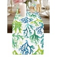 thumbnail image 2 of Burlap Table Runner 120 Inches Long, Coastal Ombre Blue Green Coral Non-Slip Kitchen Table Runners for Dining Room Everyday Use Party Table Decorations Abstract Marine Plant, 2 of 9