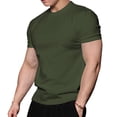 thumbnail image 5 of SGFCWSX Men's Solid Crew Neck Short Sleeve T-Shirt, Comfortable Breathable Shirt for Active Lifestyle and All-Day Wear Army Green Size 2XL, 5 of 5