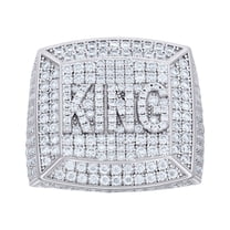 925 Sterling Silver Round Cut Moissanite Men's Cluster Square Head 'KING' Pinky Ring 5.08 Ct. | Size 10