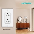 thumbnail image 2 of UCOMEN Decorator Receptacle, Tamper-Resistant Duplex Outlet, Standard Electrical Wall Outlet, 20A, 125 V, White, 10 Pack, 2 of 6