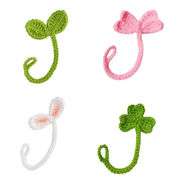 SharkTRUE Creative Knitted Crochet Leaf Sprout Data Cable Strap Handmade Craft Gift