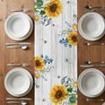 thumbnail image 4 of Table Runner 72 Inches Long for Kitchen Dining, Yellow Sunflowers Dresser Scarf Farmhouse, Dining Table Decorations for Wedding/Parties, Elegant Pastoral Floral Watercolor Wooden 18 x 72 In, 4 of 8
