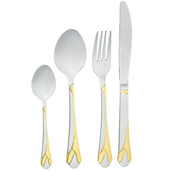 Flatware 24 Piece Set 18/10 Stainless Steel Tulip Gold from Carl Weill, Service for 6 people