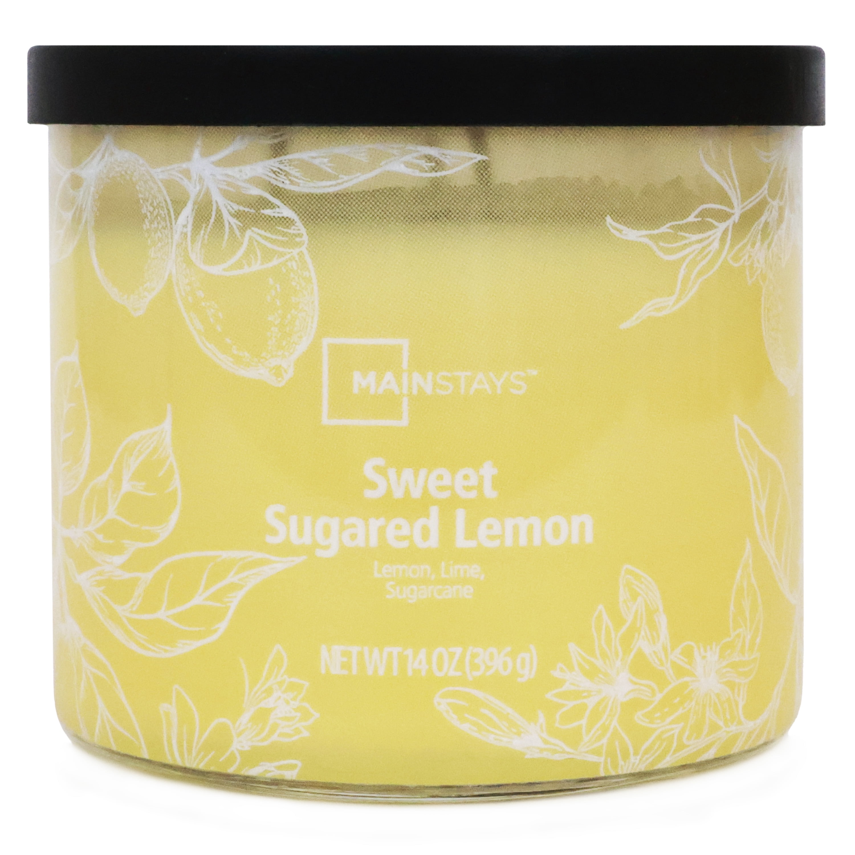 (4 pack) Mainstays Sweet Sugar Lemon 3-Wick Ombre Wrap Candle, 14 Ounce