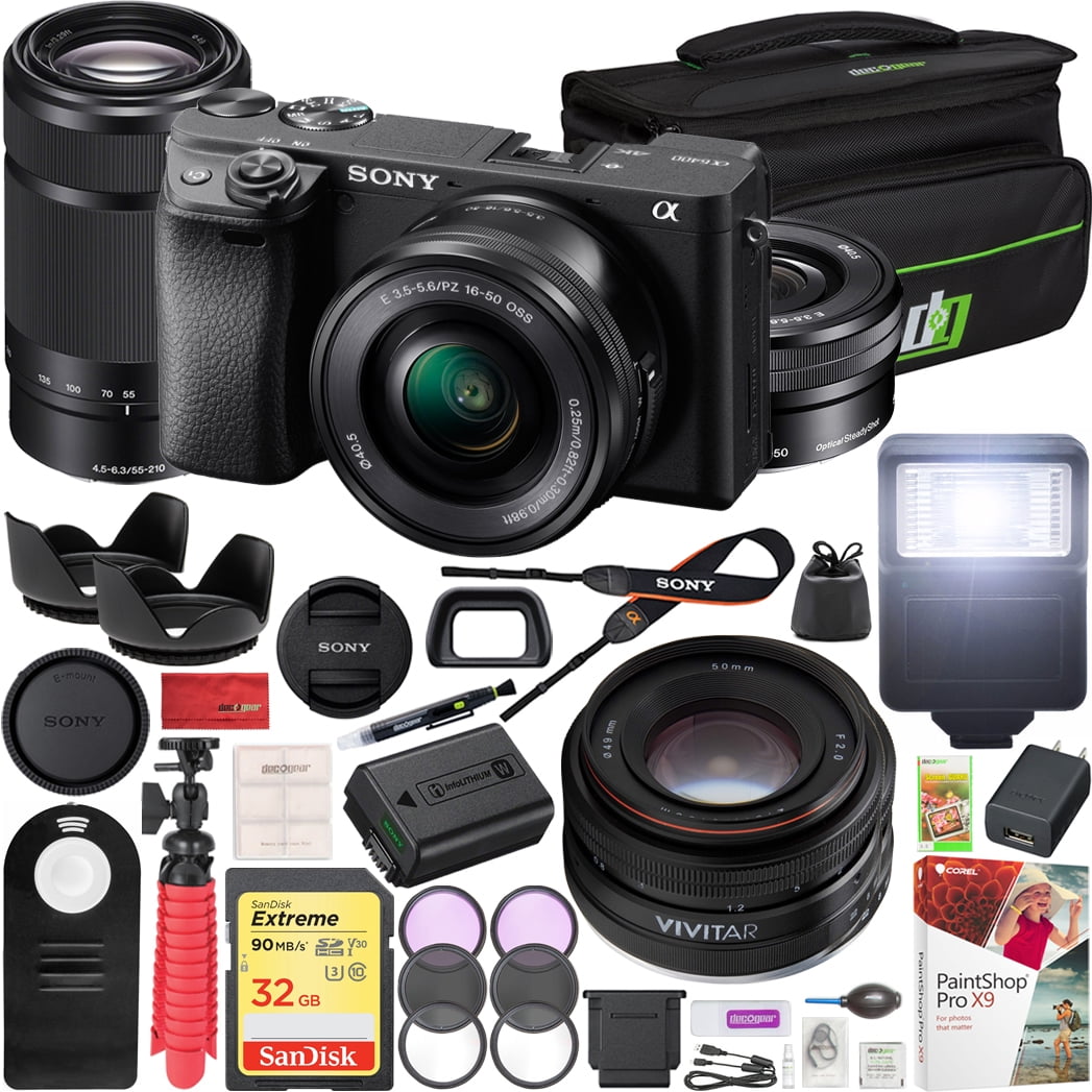 Sony a6400 4K Mirrorless Camera ILCE6400/B Body with Sony 1650mm & 55