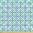 thumbnail image 2 of Ethnic Upholstery Fabric by the Yard, Rhombus Inspired Lace Style Geometric Clover Flower Motifs Medieval Damask, Decorative Fabric for DIY and Home Accents, Off White Sky Blue by Ambesonne, 2 of 5