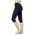 thumbnail image 3 of KOGMO Womens Premium Cotton Comfortable Stretch Capri Leggings 15in Inseam 3-Pack, 3 of 5