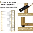 thumbnail image 4 of AngLink 7-Tier Bookcase Home Office Bookshelf, L-Shaped Corner Bookcase with Metal Frame, Industrial Style Shelf with Open Storage, MDF Board (Gold), 4 of 7
