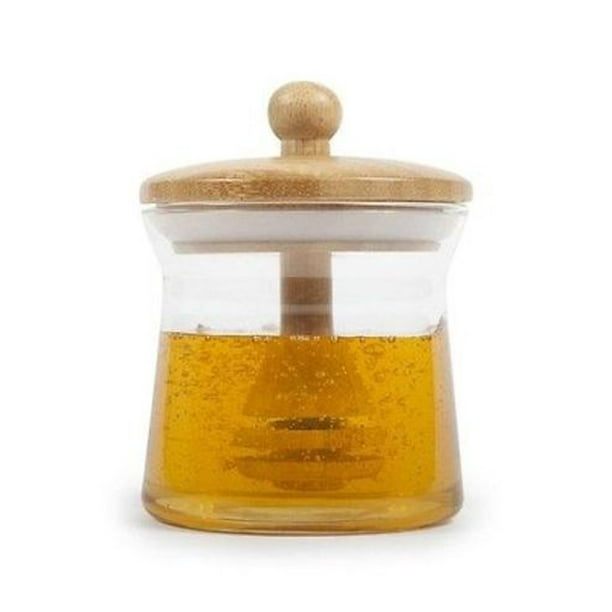 Core Bamboo Glass Honey Comb Jar with Dipper