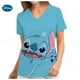 thumbnail image 4 of Lilo & Stitch Disney Summer Pocket Nuevas camisetas para mujer Camiseta de uniforme de enfermera de hospital Y2k Ropa de cuello en V Uniforme Cuello de bolsillo Y2k, 4 of 4