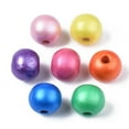 thumbnail image 2 of Painted Natural Wood Beads Pearlized Round Mixed Color 10x8.5mm Hole: 3mm, 2 of 4