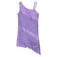 thumbnail image 3 of CHICTRY Girls Latin Dance Tassel Fringe Leotard Dress Shiny Sequins Jazz Rumba Tango Dancewear Lavender-B 8, 3 of 5