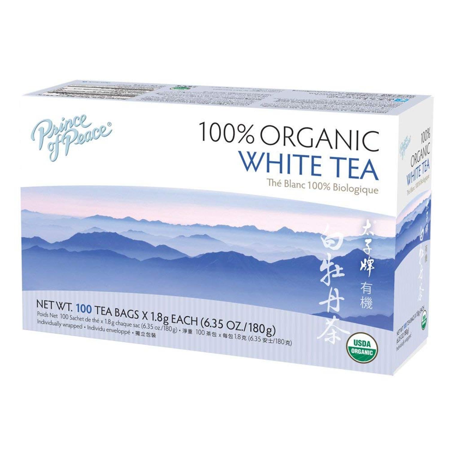 QUIETTCEX Organic White Tea, 100 Tea Bags 100 Organic White Tea