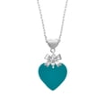 thumbnail image 2 of Delight Jewelry Acrylic 1" Teal Heart Silver tone Bow Heart Necklace, 2 of 4