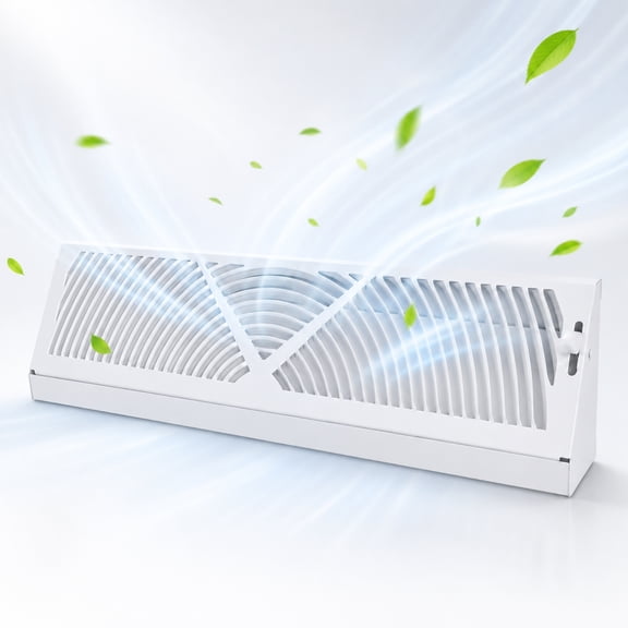 ZGRAO Baseboard Vent,18-Inch Residential Vent Cover, Adjustable Airflow Control Knob, Heavy-duty Rust-Resistant Steel, White