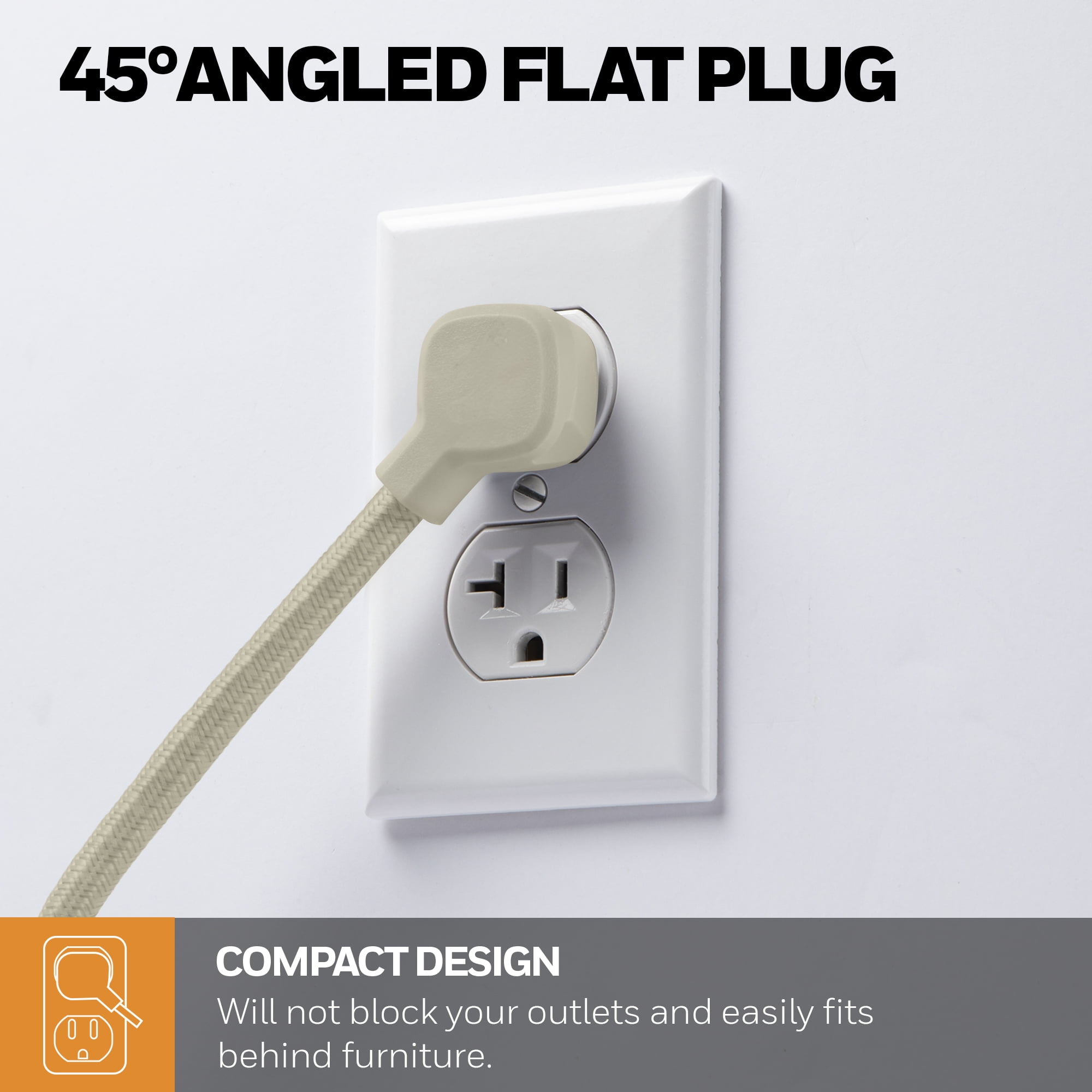 2-in-1 Pack Power Strips with Taupe Finish - 9 Outlets & USB Ports