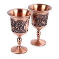 thumbnail image 2 of Copas de vino de metal vintage con relieve, decorativas, retro, para bar en casa, 2 unidades, oro rosa, 2 of 14