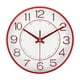 thumbnail image 1 of Reloj de pared de 8 pulgadas, a batería, silencioso, sin tictac, reloj redondo moderno, rojo, 1 of 6