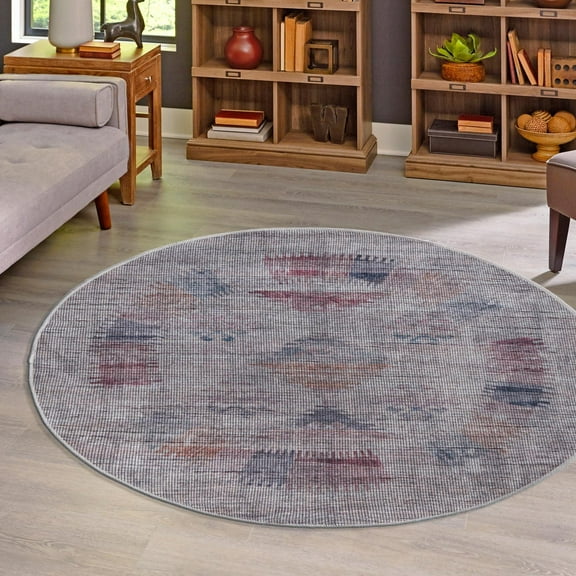 Unique Loom Sisu Collection Area Rug - Kerala (3' 11" Round Sandy and Ivory/Brown)