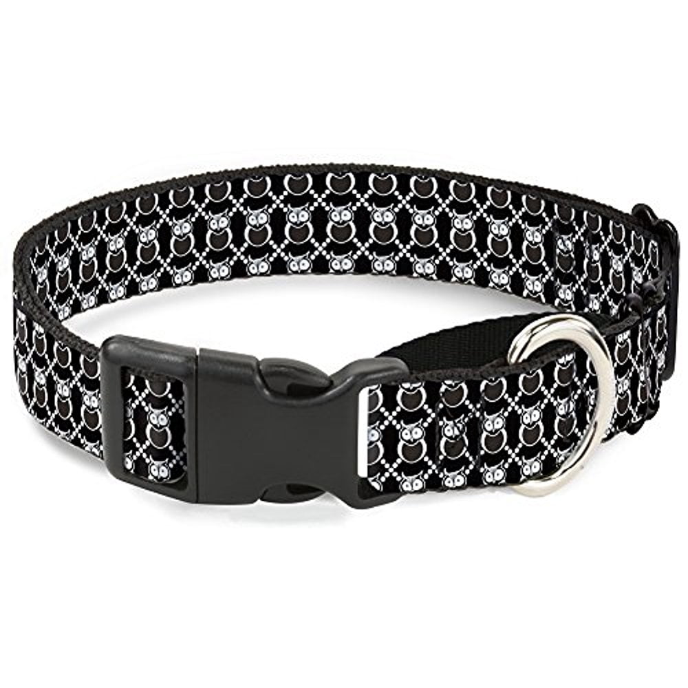 Buckle-Down Martingale Dog Collar - Owls Flip Black Mauve Sage - 1" Wide - Fits 15-26" Neck Size - Large