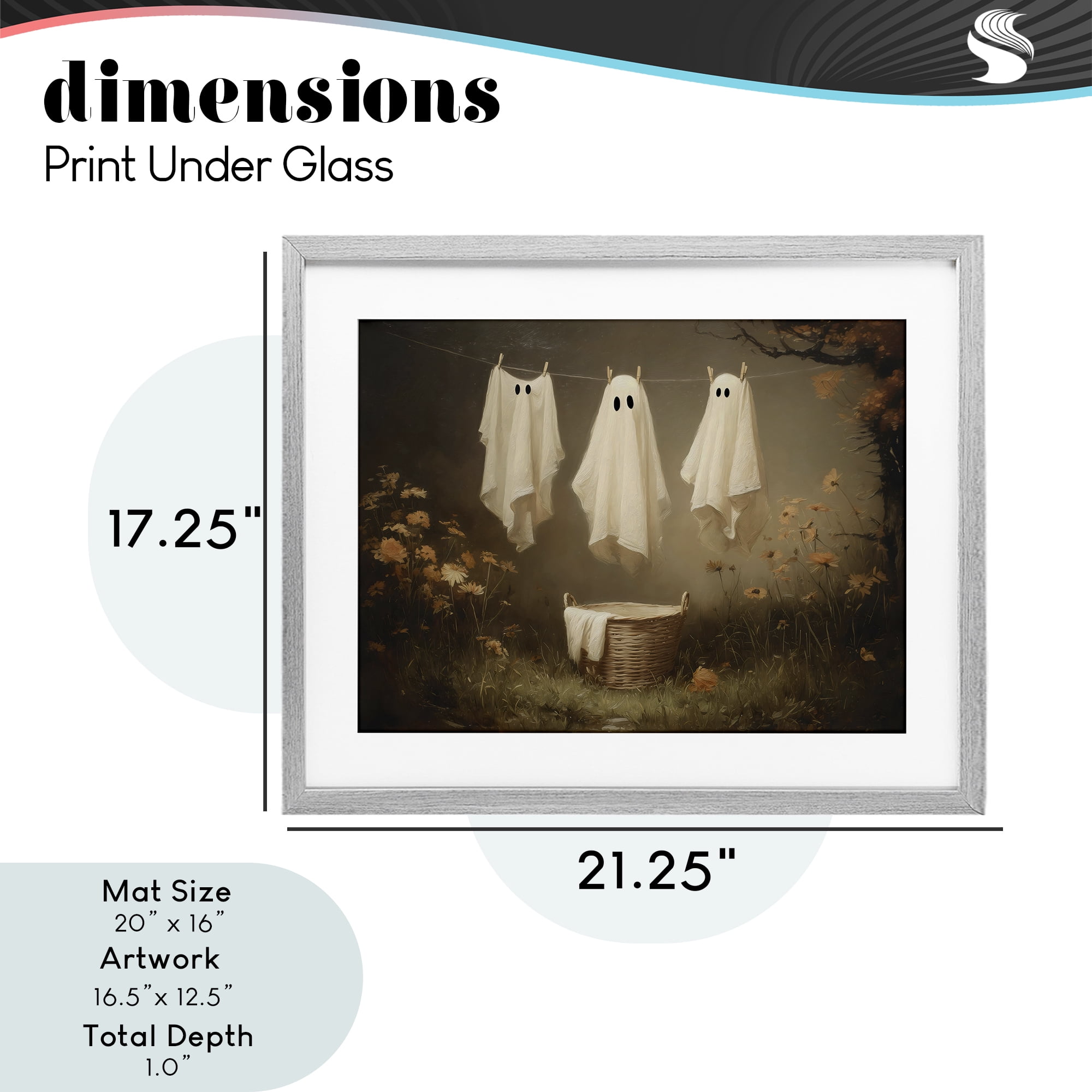 Three Laundry Ghosts Hanging Gray Framed Print Under Glass, design by Arlington Prints