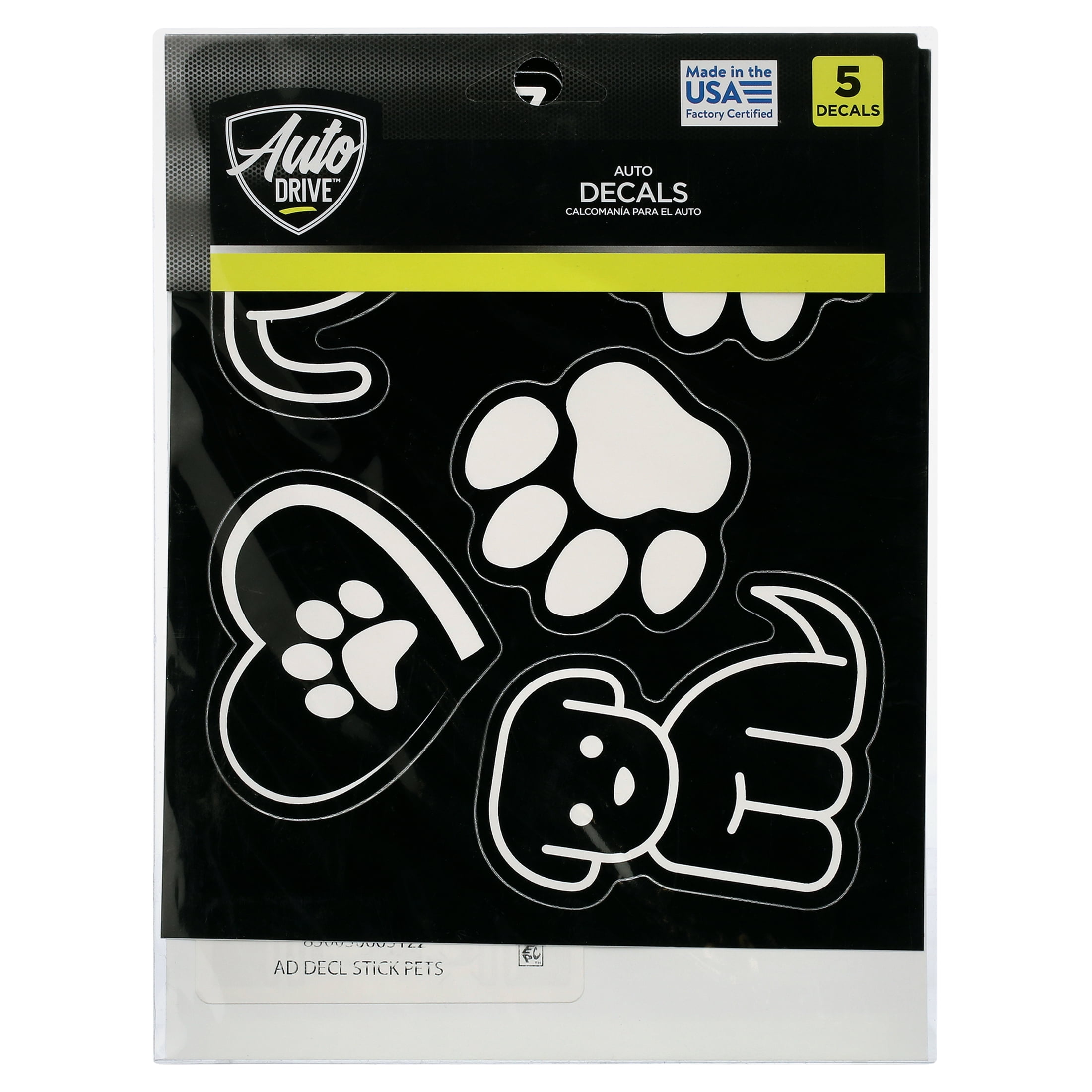 Auto Drive Pet Vinyl Car Decals Black White