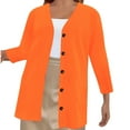 thumbnail image 3 of Wensltd Women's Plus Size Stretch Cardigan Jacket Solid Color Button Front Long Sleeve No Hood Casual Spring Fall, 3 of 6