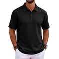 thumbnail image 2 of OIOLOYJM Mens Short Sleeve Polo Shirts Quick Dry Casual Lightweight Work Golf Shirts Breathable Classic Fit Soft Workout T-Shirt Black L, 2 of 8