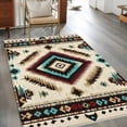 thumbnail image 3 of Boho Red Teal Brown Large Area Rugs for Bedroom Living Room, Soft Non Slip Carpet Bedside Rug, Southwestern Abstract Geometric Rectangular Floor Cover Kitchen Accent Rug 4'x6' for Dining Room/Office, 3 of 9