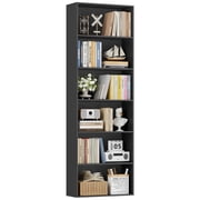 Homfa 6 Tier Tall Bookshelf and Bookcase, Wooden Bookcase Display Shelf for Living Room Home Office Library Storage, Black