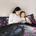thumbnail image 4 of Homewish Halloween Skull Full Size Comforter Sets For Adults Teens,Pink Rose Floral Butterfly Bedding Comforter Set,Black Reversible,3pcs,1 Comforter and 2 Pillowcases, 4 of 7