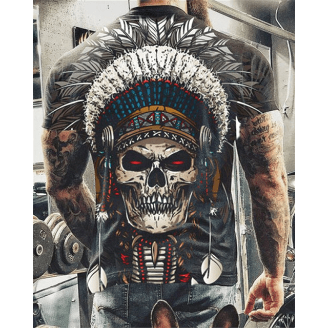 Camiseta con estampado 3D de calavera de terror para hombre, camiseta informal de manga corta con cuello redondo, transpirable, de gran tamaño, ropa para hombre Deng Xun unisex