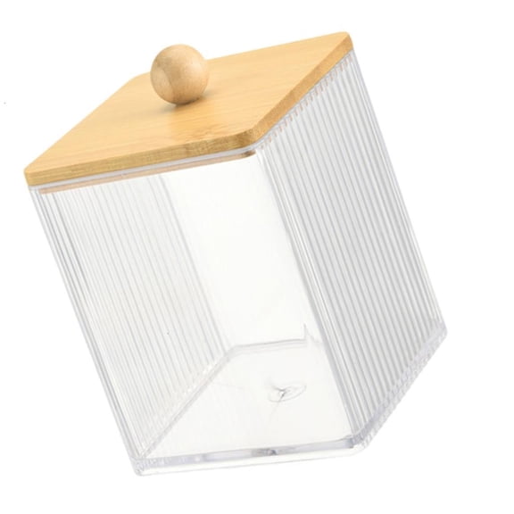 Minimalists Sturdy Wood Lid Qtip Storage Jar Portable for Bathroom Accessories