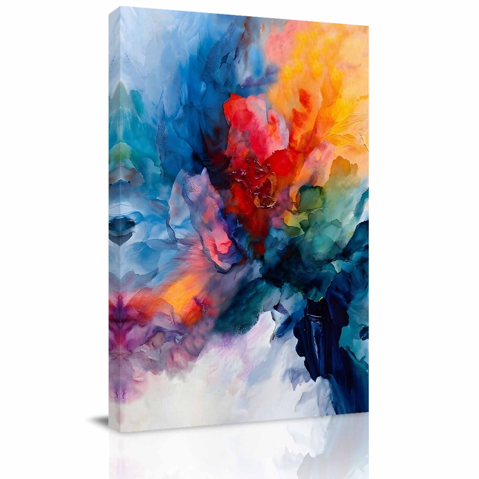 Canvas Wall Art Colorful Geometric Framed Canvas Prints for Bedroom Bathroom Abstract Flowers Textured Artwork Gallery Wrapped Wall Decor for Home Office Gifts 11 x14 Ship Next Day