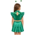 thumbnail image 5 of iiniim Girls 3 Pcs Alien Metallic Outfit Tops With A Line Skirt And Hair Hoop Set Rhinestones Green 14, 5 of 7