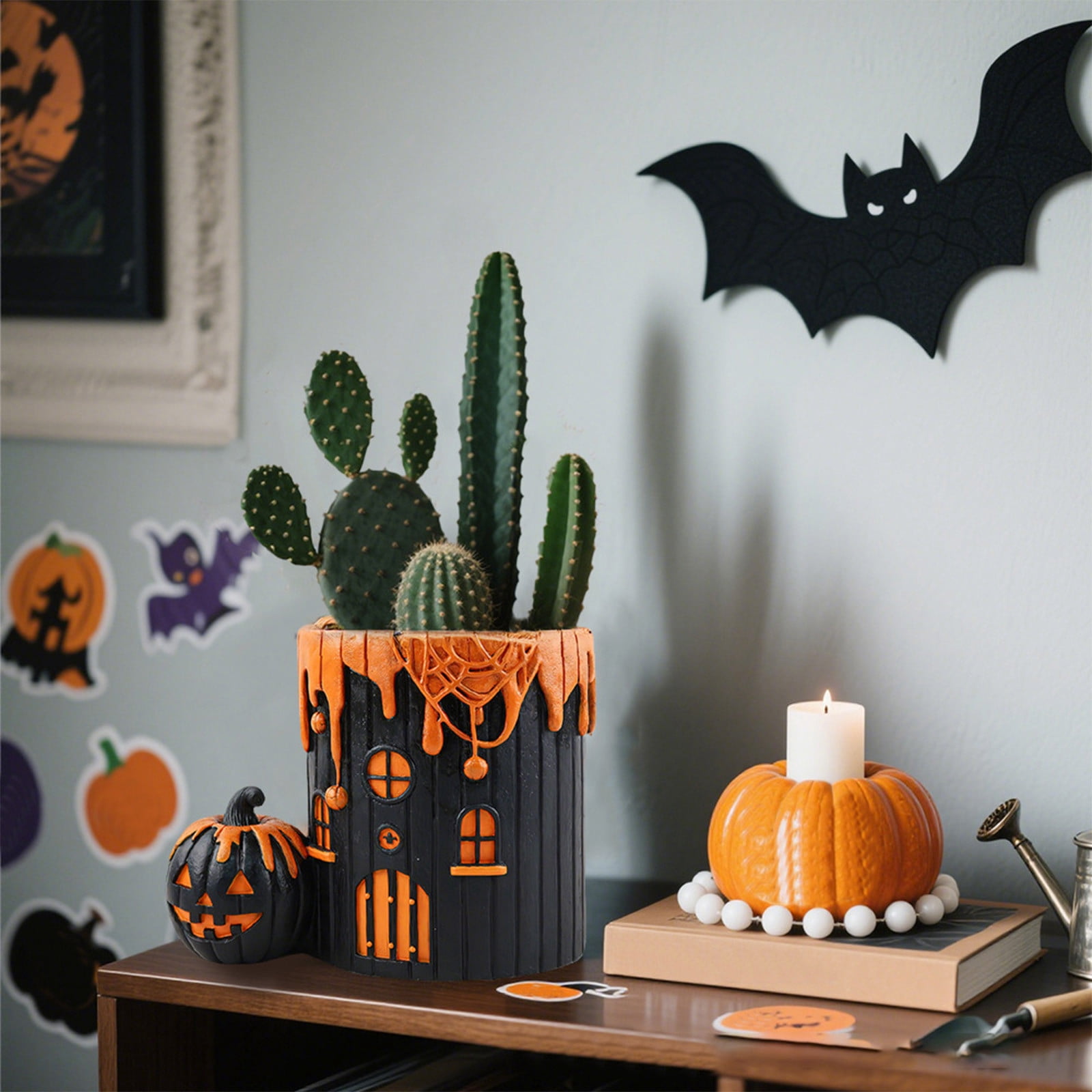 Pumpkin Planter Face Planter Pot - 6 Inch Pumpkin Planters Vasefor Indoor Plants, Unique Pot for Home Room Office Party Wedding