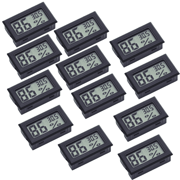 GJX 12Pcs Temperature Gauge Digital Display Indoor Thermometer Convenient Embedded Use Thermapen Instant Read Thermometer Black