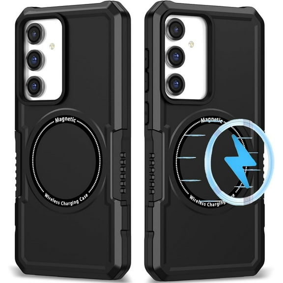 Shockproof Hybrid Case with MagSafe Magnetic Ring for Samsung Galaxy S23 FE - Black