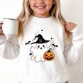 thumbnail image 5 of DJDLJWCJ Girls Halloween Fleece Sweatshirt Long Sleeve Crew Neck Oversized Graphic Pullover Kids Fall Casual Halloween Sweatshirts White Size 13, 5 of 7