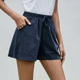 thumbnail image 4 of up to 60% off Gifts Usmixi Womens Drawstring Elastic Waist Shorts Summer Breathable Soft Cotton Linen Short Pants Casual Solid Loose Straight Pocket Shorts Navy XXL, 4 of 7