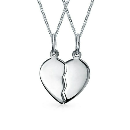 BFF Split Broken Heart Shape Break Apart Necklace Pendant Engravable Gifts For Lover Couples Friends 925 Sterling