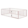 thumbnail image 4 of Twin Size Metal Floor Bed Frame With Fence And Door, Pink, 4 of 12