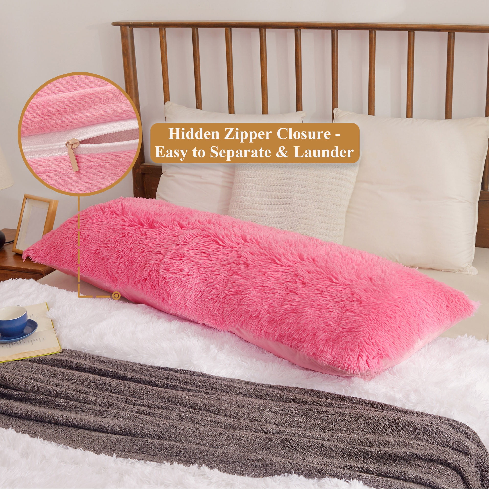 Pink fluffy body best sale pillow