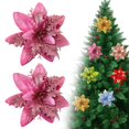 thumbnail image 2 of 2 Pcs Christmas Artificial Glitter Poinsettia Flowers,Christmas Tree Decoration,5.51 inch Glitter Poinsettia Flowers,Christmas Artificial Flowers for Tree Ornaments,Wreath, Mantel & Home Decor, 2 of 7