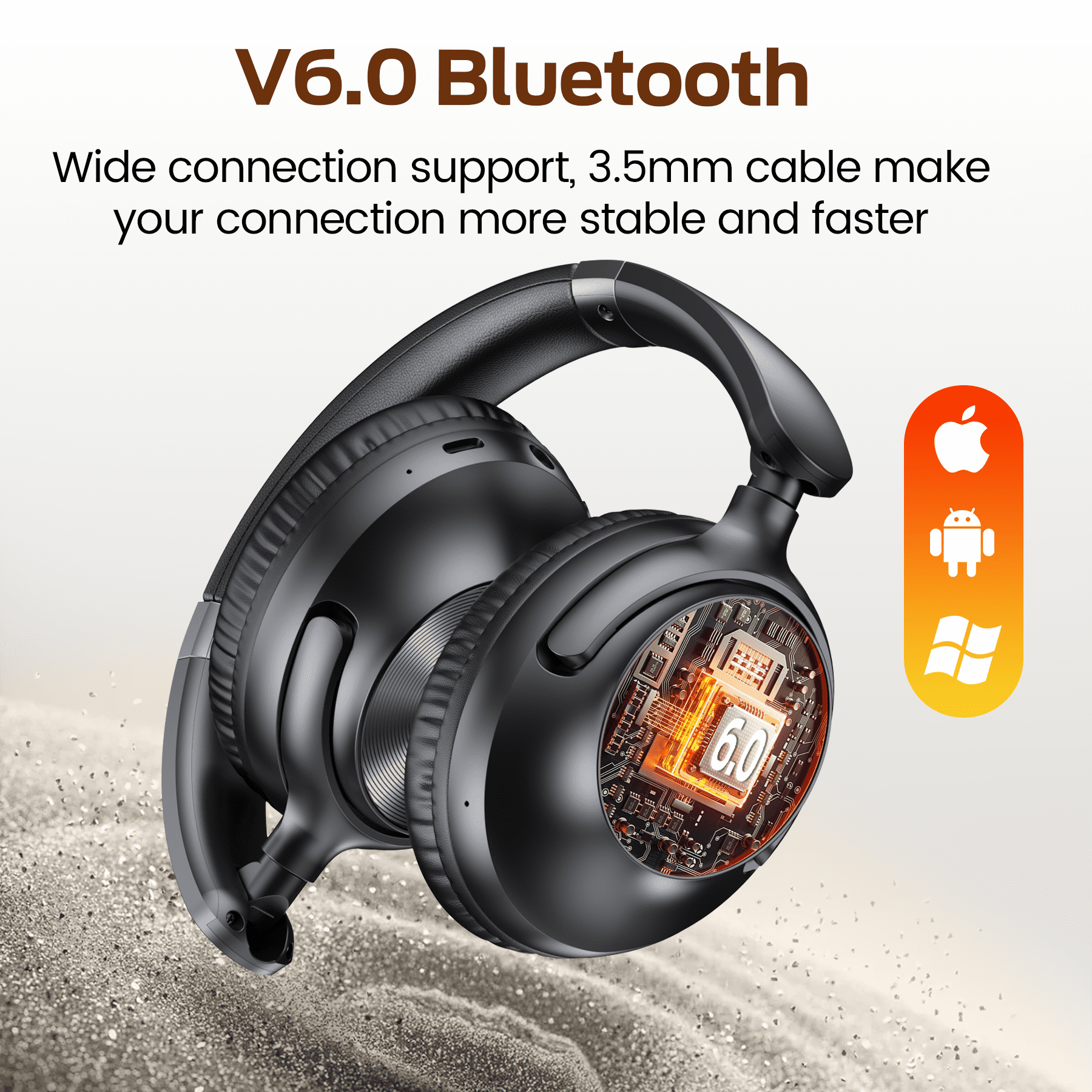 Hybrid Active Noise Cancelling Bluetooth Headphones,-56dB Bluetooth 6.0 Over Ear Wireless Headphones with 100H Playtime,Reduce Noise by Up to 95,Deep Bass, Memory Foam Earcups for Home Office Travel