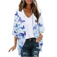 thumbnail image 2 of HOMBOM Womens Lightweight Kimonos Sheer Boho Cardigan 3/4 Sleeve Open Front Casual Cover Up for Young Women Floral, 2 of 5