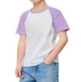 thumbnail image 1 of Chemises Garçons Décontractées Manches Courtes Colorblock Col Rond Surdimensionné Tee Tops Vêtements Bébé Garçon Violet 5-6 Ans, 1 of 4